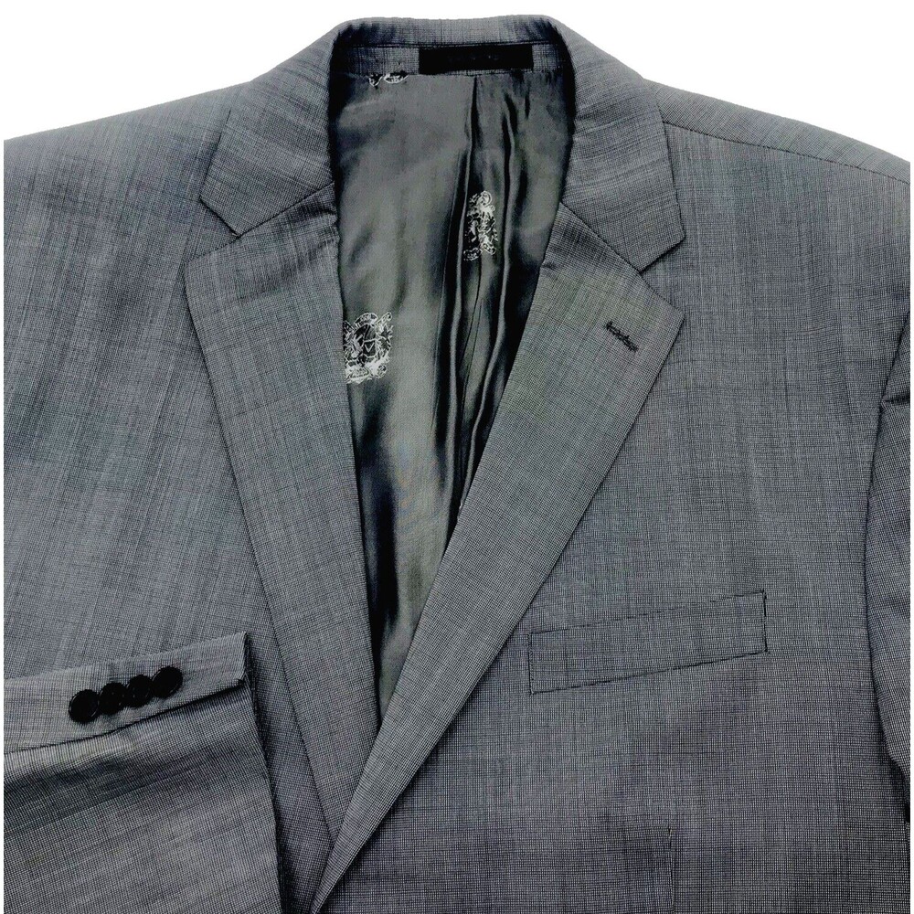 Austin Reed Sport Coat Wool Birdseye Check Weave Gray 48 L Men London Preppy Y2K